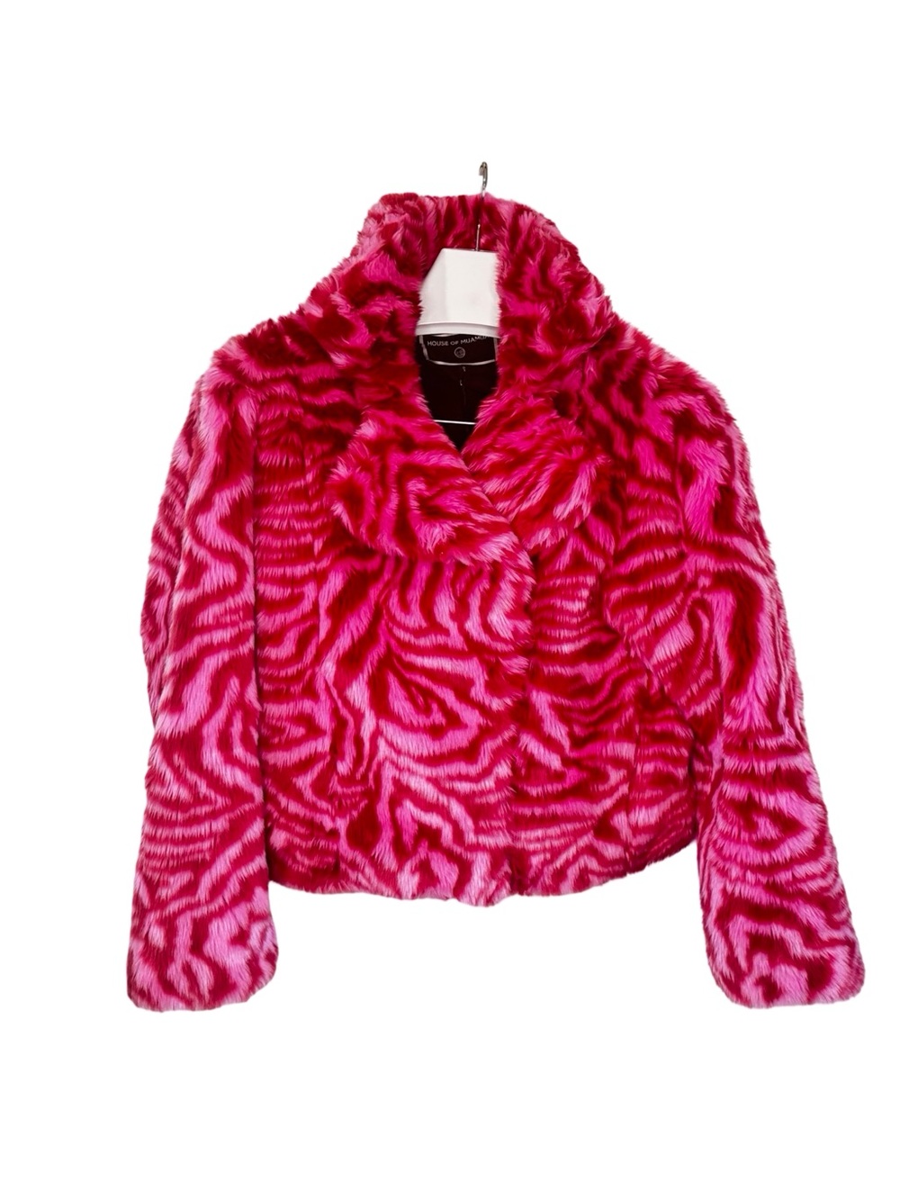 Girls Hot Pink Faux Fur Zebra-Print Jacket